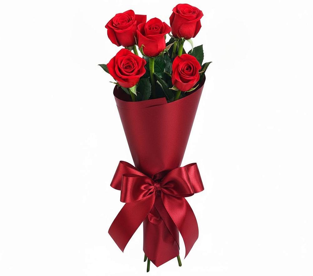 5 Красных роз Эдлесс Лав в городе Вышний Волочёк Букет 5 Красных роз Эдлесс Лав в городе Вышний Волочёк