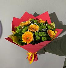 Букет восход солнца в городе Вышний Волочёк Букет цветов из:  Герберы и Хризантемы в городе Вышний Волочёк