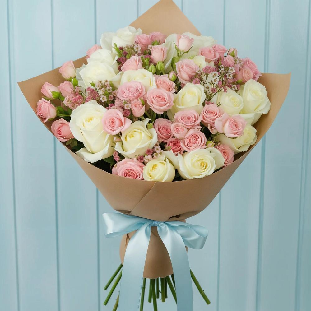 Букет романтичный подарок в городе Вышний Волочёк Букет цветов из: Розы в городе Вышний Волочёк