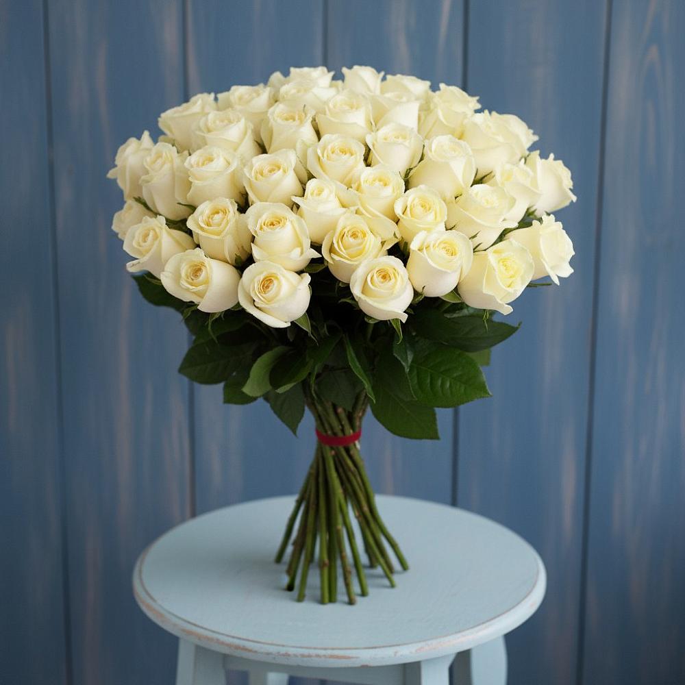 51 Белая роза Эдлесс Лав в городе Вышний Волочёк Букет 51 Белая роза Эдлесс Лав в городе Вышний Волочёк