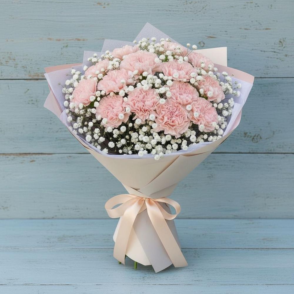 Букет Нежность рассвета в городе Вышний Волочёк Букет цветов из: Гвоздики в городе Вышний Волочёк