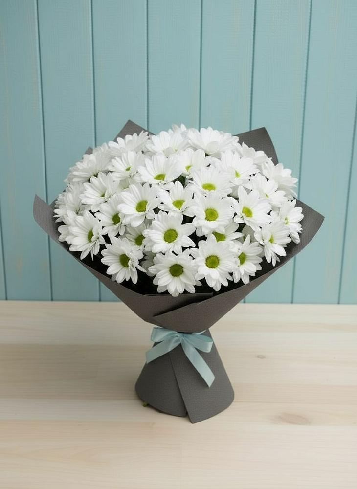 Букет белые хризантемы в городе Вышний Волочёк Букет цветов из: Хризантемы в городе Вышний Волочёк