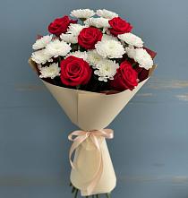 Букет романтическая гармония в городе Вышний Волочёк Букет цветов из:  Розы и Хризантемы в городе Вышний Волочёк