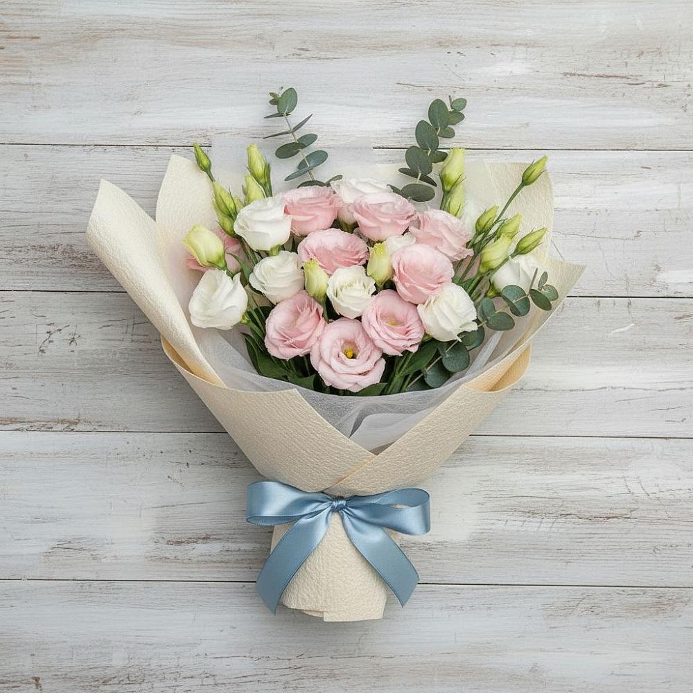 Букет шампанское в городе Вышний Волочёк Букет цветов из: Лизиантусы в городе Вышний Волочёк